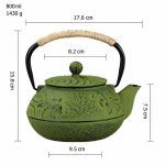 Gietijzeren theepot met filter 800 ml — Hoog met bloemen