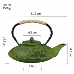 Gietijzeren theepot met filter 800 ml — Plat met bloemen