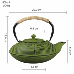 Gietijzeren theepot met filter 800 ml — Plat met insectenmotief