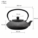 Gietijzeren theepot van ongeveer 800 ml — Zwart
