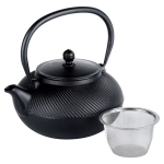 Gietijzeren waterketel met emaille en theezeef