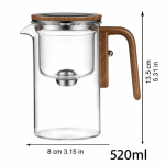 Glazen theepot met filter en magnetische knop