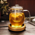 Glazen theepot met filter van borosilicaatglas