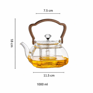 Glazen theepot met filter van borosilicaatglas 1 L