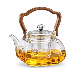 Glazen theepot met filter van borosilicaatglas 1 L — Rookgrijs