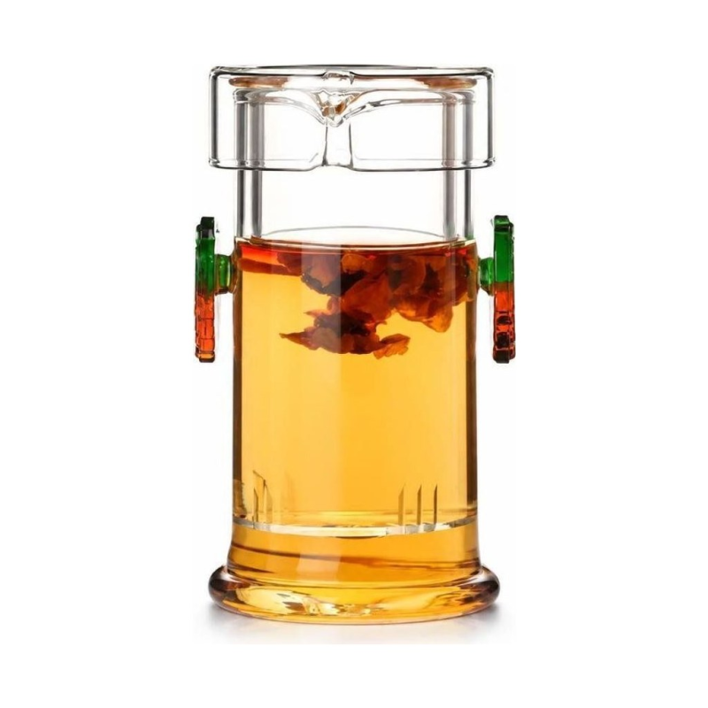 Glazen theepot met infuser en fruitdecor