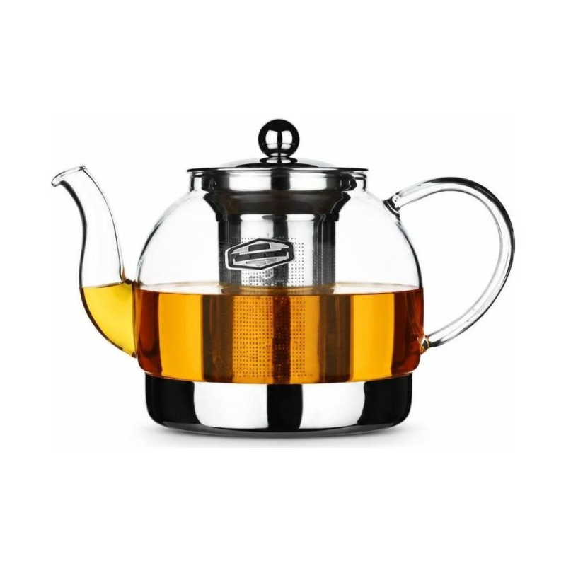 Glazen theepot met infuser in het midden