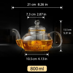 Glazen theepot met infuser van borosilicaatglas — 800 ml