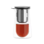 Glazen theepot met kopjes van borosilicaatglas