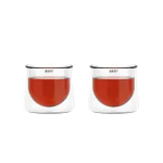 Glazen theepot met kopjes van borosilicaatglas — 2 kopjes