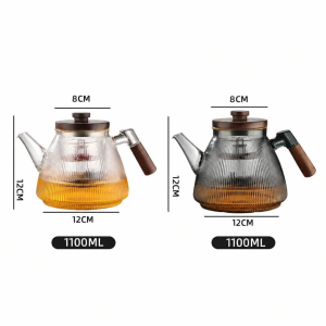 Glazen theepot met ribbels van borosilicaatglas
