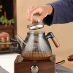 Glazen theepot met ribbels van borosilicaatglas