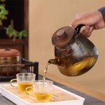 Glazen theepot met ribbels van borosilicaatglas