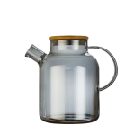 Glazen theepot met spiraalfilter en bamboe deksel — L recht