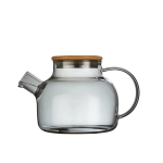 Glazen theepot met spiraalfilter en bamboe deksel — S compact