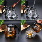 Glazen theepot met uitneembare theezeef
