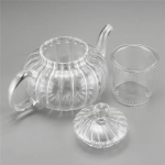 Glazen theeservies met theepot in pompoenvorm, 600 ml