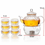 Glazen theeservies met theepot in pompoenvorm, 600 ml