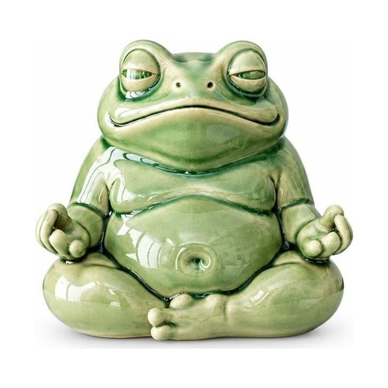 Groene kikker tea pet van geglazuurd keramiek