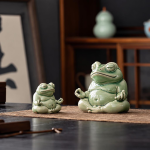 Groene kikker tea pet van geglazuurd keramiek