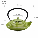 Japanse gietijzeren theepot met theezeef — Gestreept olijfgroen, 800 ml