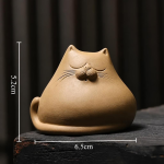 Katten tea pet van Yixing-klei (zisha) — Gesloten ogen