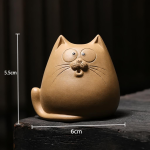 Katten tea pet van Yixing-klei (zisha) — Open ogen