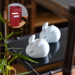 Keramieken konijnen als thee-huisdieren voor Gongfu-thee — Set van 2 met geschenkdoos