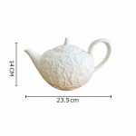 Keramieken servies met bloemenreliëf — Theepot