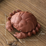 Keramieken theezeef als theeaccessoire in krabvorm — Terracotta bruin, maat L