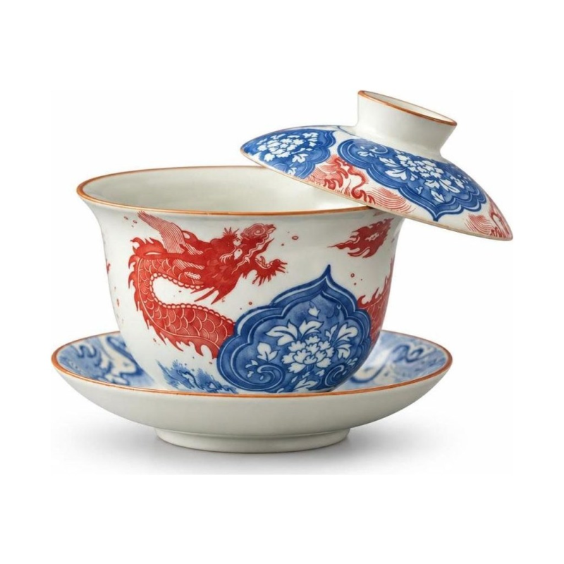 Keramische gaiwan met rode draak