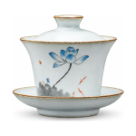 Keramische gaiwan met vier bloem en fruitmotieven
