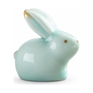 Keramische tea pet met konijn in twee houdingen