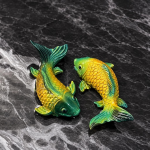 Koi tea pets van hars met kleurverandering — Turquoisegroen en goudkleurig