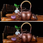 Koperen theepot met motief naar keuze