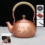 Koperen theepot met motief naar keuze — 1,2 L – Bloemen en opschriften