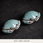Krab tea pet van craquelékeramiek — Set van 2