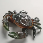 Krab tea pet van hars — 14 × 3,5 cm