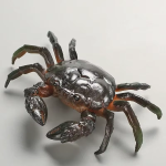 Krab tea pet van hars — 14 × 3 cm