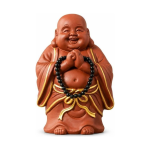 Lachende Boeddha tea pet met zwart kralensnoer