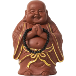 Lachende Boeddha tea pet met zwart kralensnoer