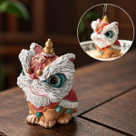 Leeuwendans tea pet van hars — Donkerrood