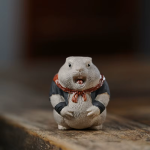 Marmot tea pet van Yixing-klei — Lichtgrijs en wit