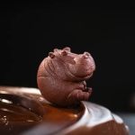 Nijlpaard tea pet van Yixing-klei — Roestbruin