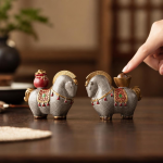 Paard als van kleur veranderende tea pet van hars