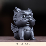 Pixiu tea pet van paarse klei — Gevleugeld zonder kom, leigrijs