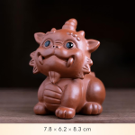 Pixiu tea pet van paarse klei — Zittend met één hoorn, rosébruin
