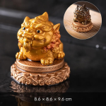 Pixiu tea pet voor de theetafel met kleurverandering — Goudkleurig met voetstuk