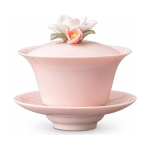 Porseleinen gaiwan met reliëfbloem