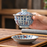 Porseleinen gaiwan theeset met schenkkan